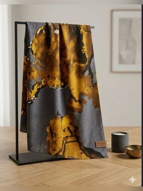 Artistic Orange and Black Fabric